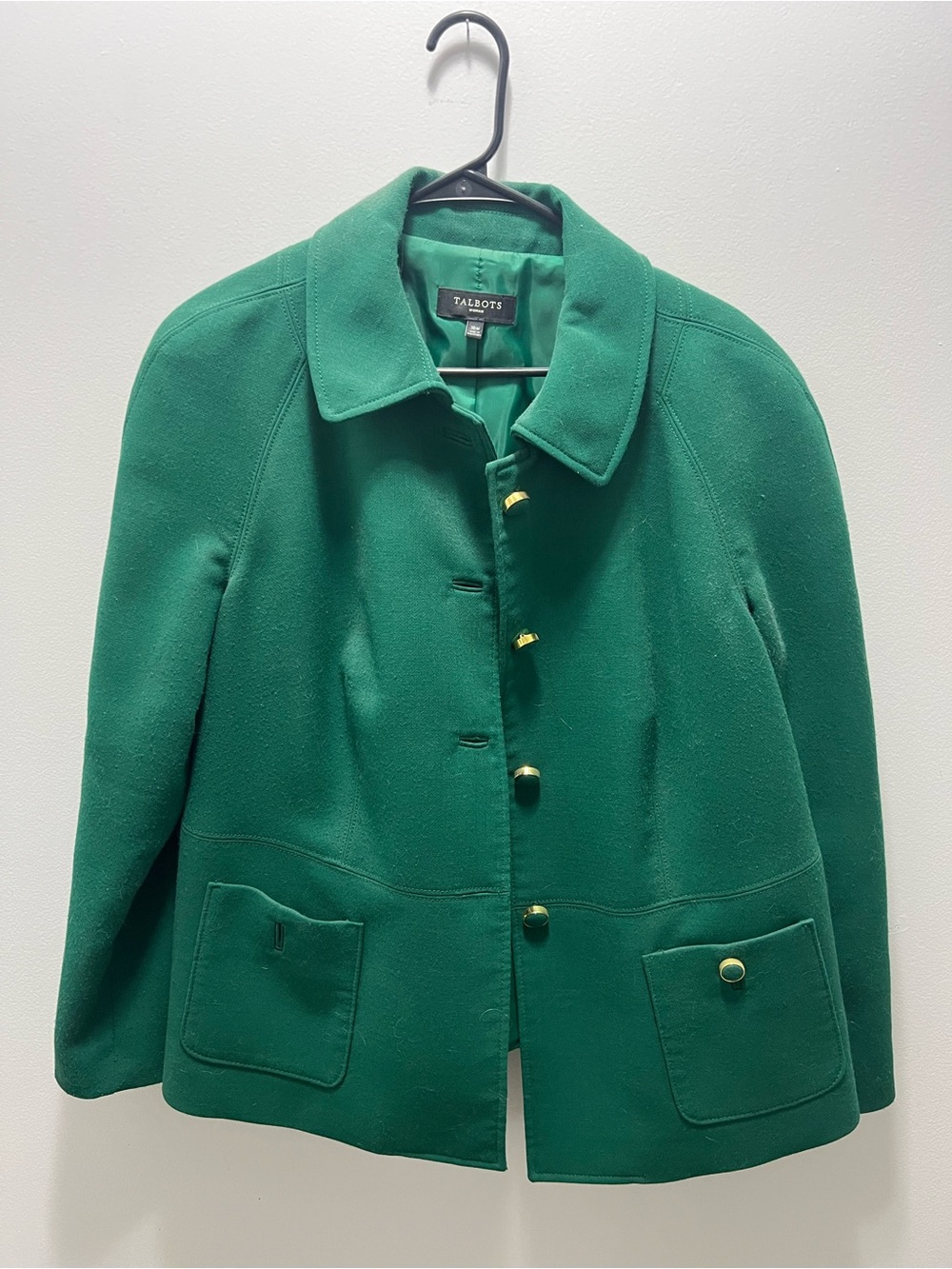 Talbots Emerald Green Wool-Blend Button Blazer/Jacket